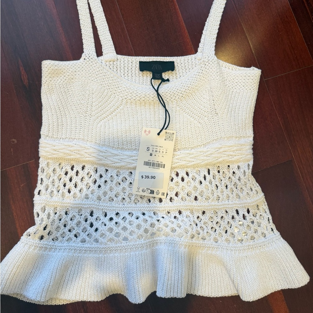 Zara Ruffled Knit Top NWT - Picture 2 of 2